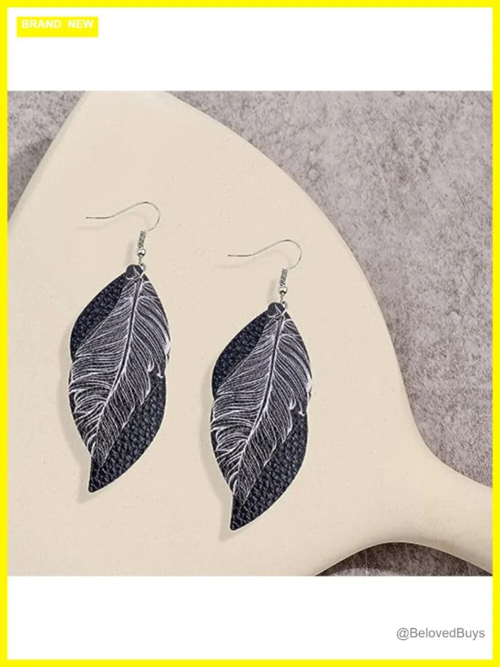 Boho Leaf Drop Earrings Faux Leather Lightweight Women Gift